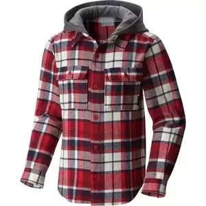 Boulder Ridge Flannel Hooded Shirt - Long-Sleeve - Boys' Mountain Red Multi Plaid, XL - Excellent
